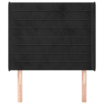 Tăblie de pat cu aripioare, negru, 103x16x118/128 cm, catifea - Img 3