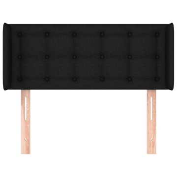 Tăblie de pat cu aripioare negru 103x16x78/88 cm textil - Img 3