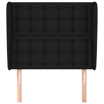 Tăblie de pat cu aripioare, negru, 103x23x118/128 cm, textil - Img 3