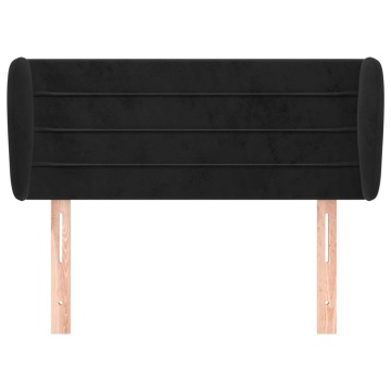 Tăblie de pat cu aripioare negru 103x23x78/88 cm catifea - Img 3