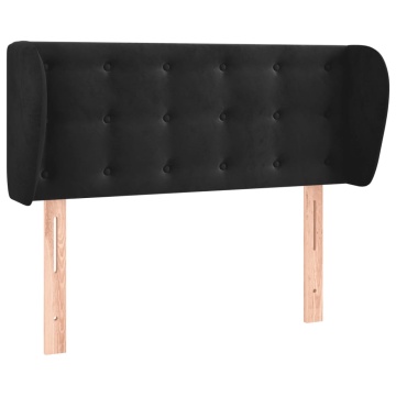 Tăblie de pat cu aripioare negru 103x23x78/88 cm catifea - Img 2