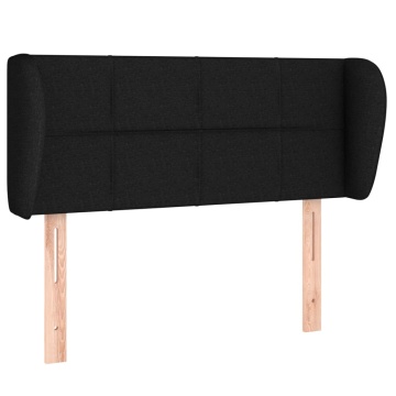 Tăblie de pat cu aripioare negru 103x23x78/88 cm textil - Img 2