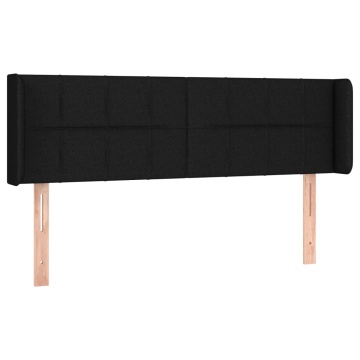 Tăblie de pat cu aripioare negru 147x16x78/88 cm textil - Img 2