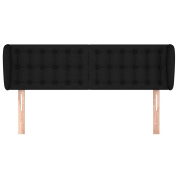 Tăblie de pat cu aripioare negru 147x23x78/88 cm textil - Img 3