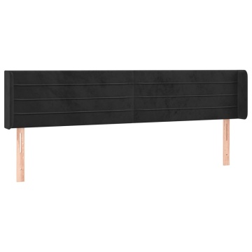 Tăblie de pat cu aripioare negru 163x16x78/88 cm catifea - Img 2