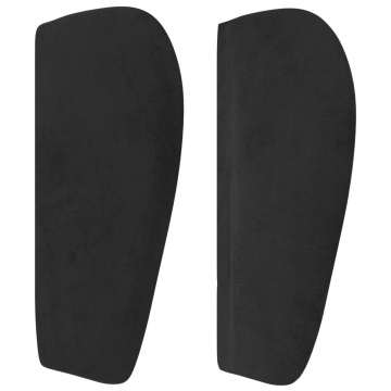 Tăblie de pat cu aripioare negru 163x23x78/88 cm catifea - Img 4