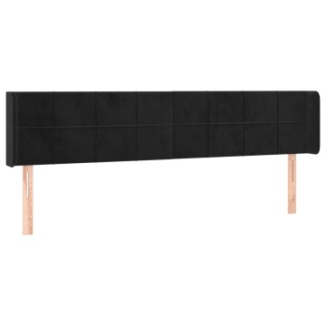 Tăblie de pat cu aripioare negru 183x16x78/88 cm catifea - Img 2