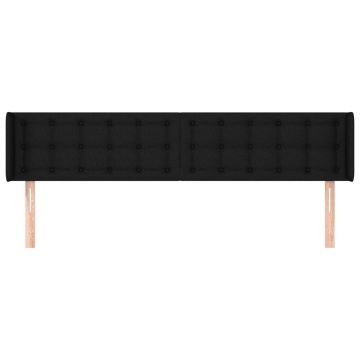 Tăblie de pat cu aripioare negru 203x16x78/88 cm textil - Img 3