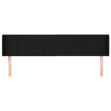 Tăblie de pat cu aripioare negru 203x16x78/88 cm textil - Img 3