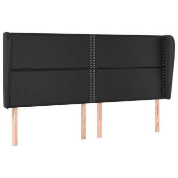 Tăblie de pat cu aripioare, negru, 203x23x118/128 cm, piele eco - Img 2