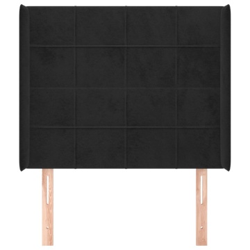 Tăblie de pat cu aripioare, negru, 93x16x118/128 cm, catifea - Img 3