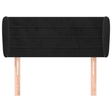 Tăblie de pat cu aripioare negru 93x23x78/88 cm catifea - Img 3