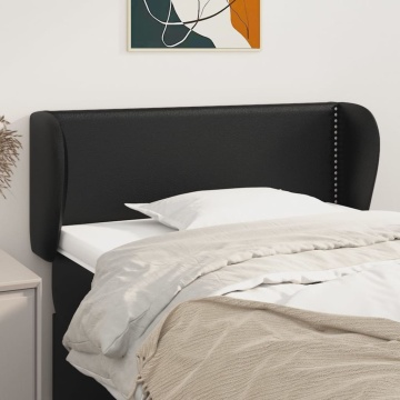 Tăblie de pat cu aripioare negru 93x23x78/88 cm piele ecologică - Img 1