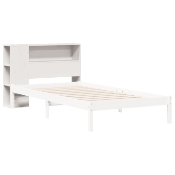 Tăblie de pat cu depozitare alb 75 cm lemn masiv de pin - Img 6