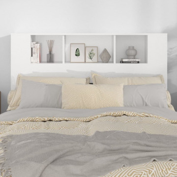 Tăblie de pat cu dulap, alb extralucios, 140x18,5x104,5 cm - Img 7