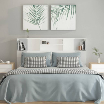 Tăblie de pat cu dulap, alb extralucios, 160x19x103,5 cm - Img 3