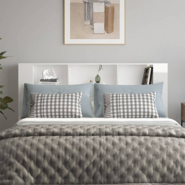 Tăblie de pat cu dulap, alb extralucios, 180x18,5x104,5 cm - Img 3