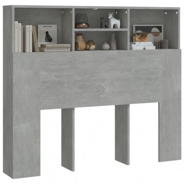 Tăblie de pat cu dulap, gri beton, 120x19x103,5 cm - Img 4