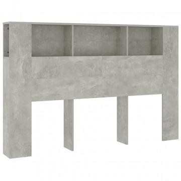 Tăblie de pat cu dulap, gri beton, 160x18,5x104,5 cm - Img 2