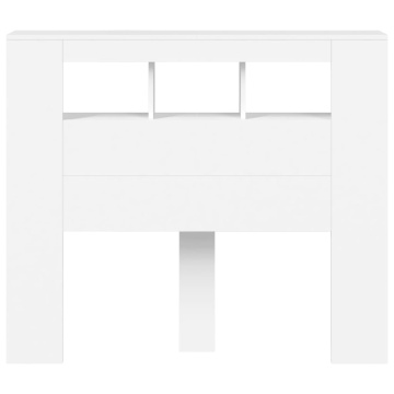 Tăblie de pat cu LED, alb, 120x18,5x103,5 cm, lemn - Img 5