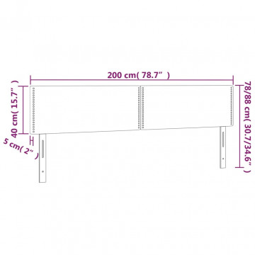 Tăblie de pat cu LED, alb, 200x5x78/88 cm, piele ecologică - Img 5