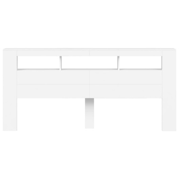 Tăblie de pat cu LED, alb, 220x18,5x103,5 cm, lemn - Img 5