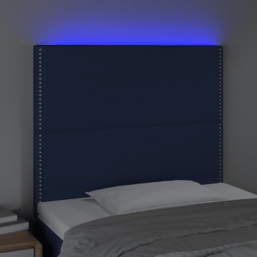 Tăblie de pat cu LED, albastru, 90x5x118/128 cm, textil - Img 3