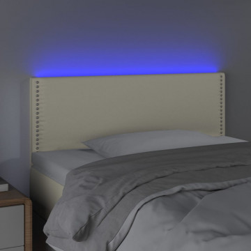 Tăblie de pat cu LED, crem, 100x5x78/88 cm, piele ecologică - Img 3