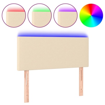Tăblie de pat cu LED, crem, 100x5x78/88 cm, textil - Img 2