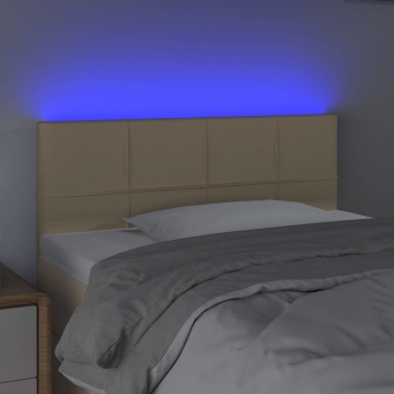 Tăblie de pat cu LED, crem, 100x5x78/88 cm, textil - Img 3