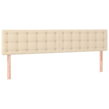 Tăblie de pat cu LED, crem, 200x5x78/88 cm, textil - Img 4