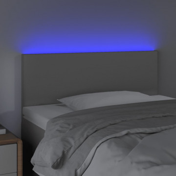 Tăblie de pat cu LED, gri, 100x5x78/88 cm, piele ecologică - Img 3