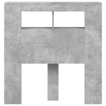 Tăblie de pat cu LED, gri beton, 100x18,5x103,5 cm, lemn - Img 5