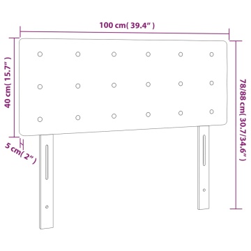 Tăblie de pat cu LED, gri deschis, 100x5x78/88 cm, catifea - Img 5