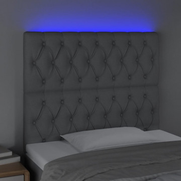 Tăblie de pat cu LED, gri deschis, 100x7x118/128 cm, textil - Img 3