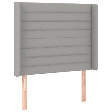 Tăblie de pat cu LED, gri deschis, 103x16x118/128 cm, textil - Img 3