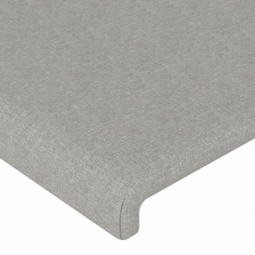 Tăblie de pat cu LED, gri deschis, 103x16x118/128 cm, textil - Img 6