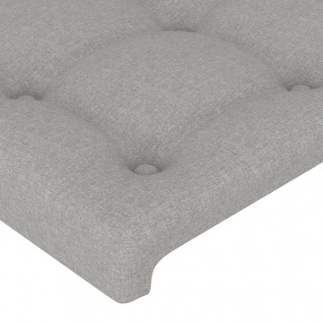 Tăblie de pat cu LED, gri deschis, 103x16x118/128 cm, textil - Img 6