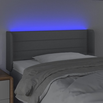 Tăblie de pat cu LED, gri deschis, 103x16x78/88 cm, textil - Img 4