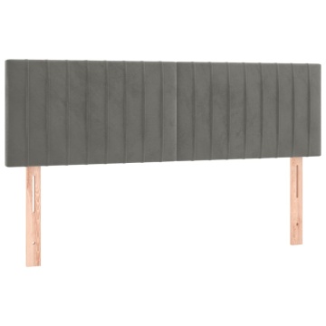 Tăblie de pat cu LED, gri deschis, 144x5x78/88 cm, catifea - Img 4