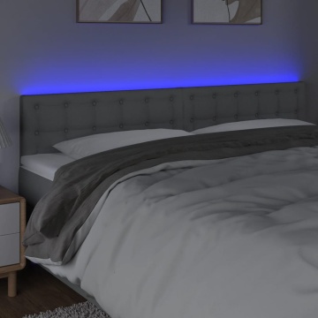 Tăblie de pat cu LED, gri deschis, 160x5x78/88 cm, textil - Img 3