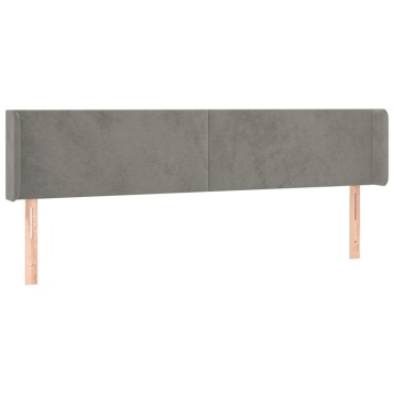 Tăblie de pat cu LED, gri deschis, 163x16x78/88 cm, catifea - Img 3