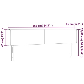 Tăblie de pat cu LED, gri deschis, 163x16x78/88 cm, textil - Img 5