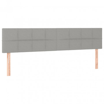 Tăblie de pat cu LED, gri deschis, 180x5x78/88 cm, textil - Img 4