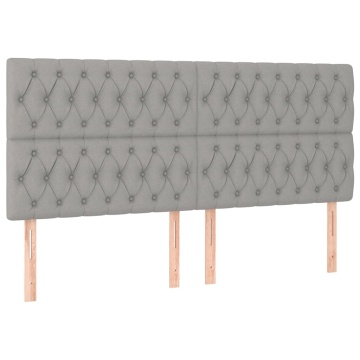 Tăblie de pat cu LED, gri deschis, 180x7x118/128 cm, textil - Img 4