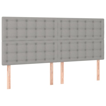 Tăblie de pat cu LED, gri deschis, 200x5x118/128 cm, textil - Img 4