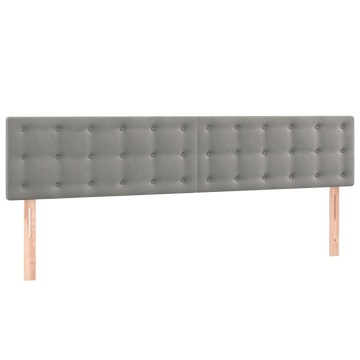 Tăblie de pat cu LED, gri deschis, 200x5x78/88 cm, catifea - Img 4
