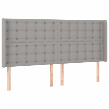 Tăblie de pat cu LED, gri deschis, 203x16x118/128 cm, textil - Img 3
