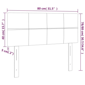 Tăblie de pat cu LED, gri deschis, 80x5x78/88 cm, catifea - Img 5