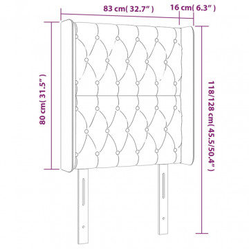 Tăblie de pat cu LED, gri deschis, 83x16x118/128 cm, textil - Img 5
